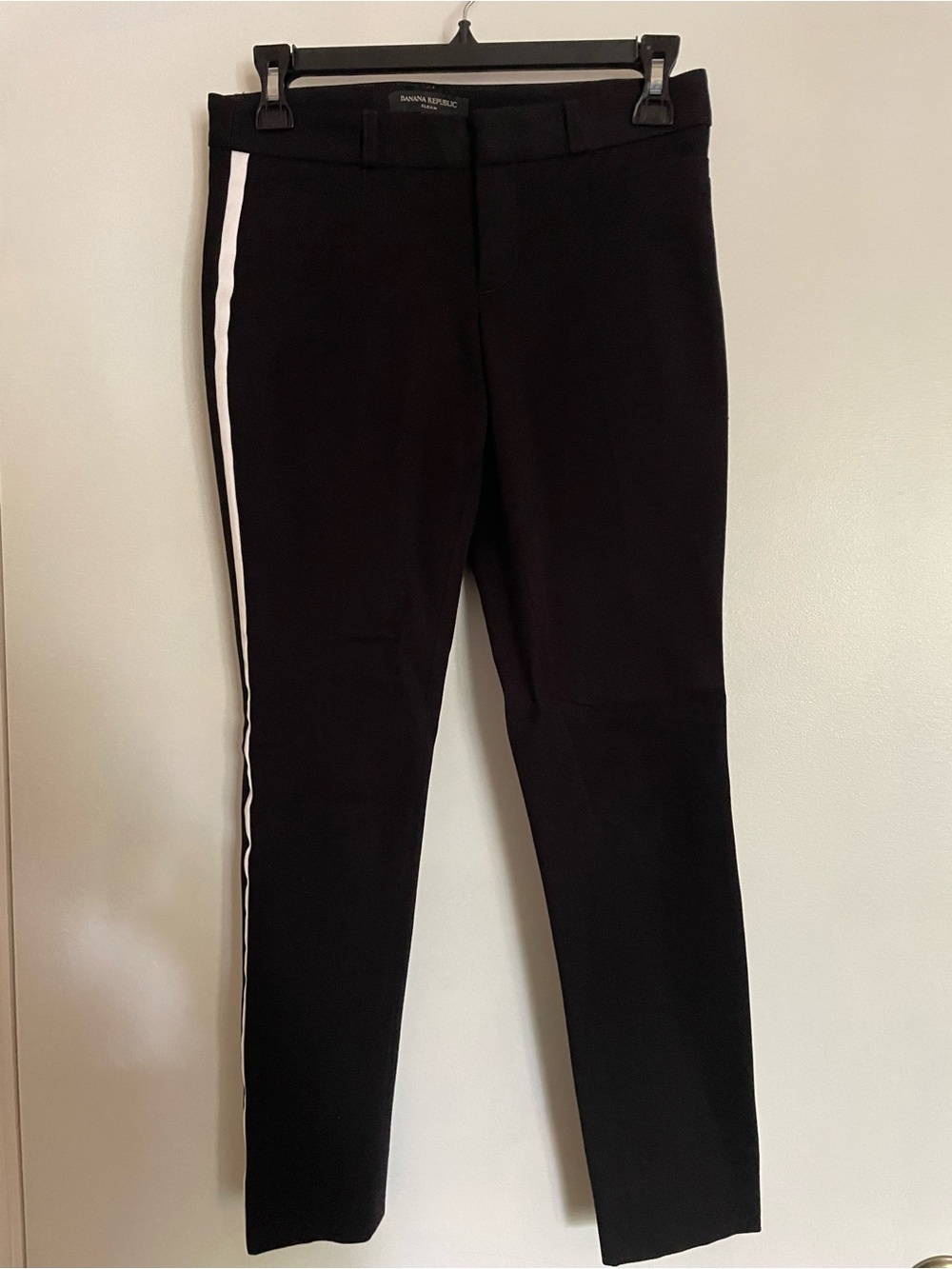 Banana Republic Women’s Sloan Dress Pants, Black with White Stripe